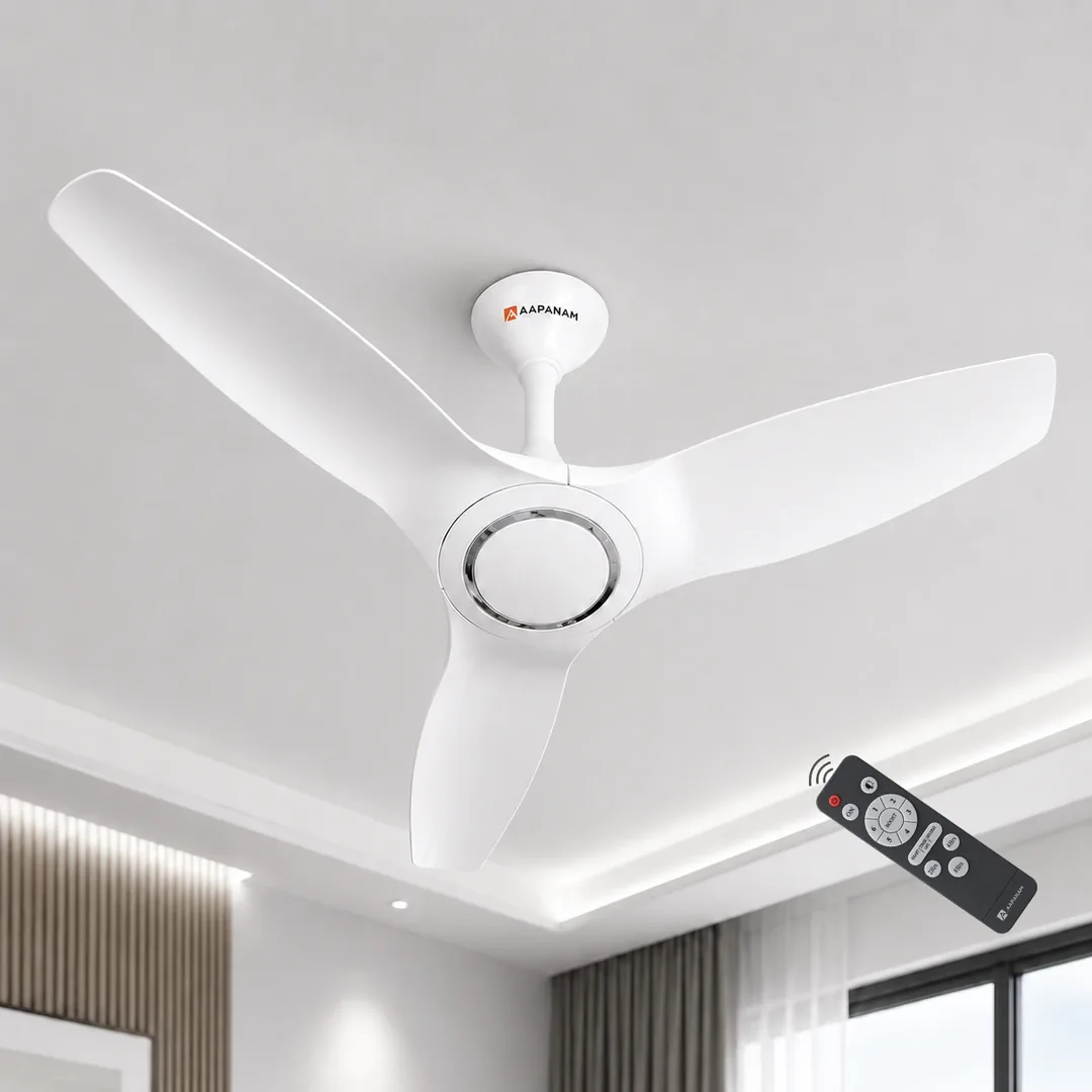 Aapanam Aapanam BLDC Ceiling Fan with 5 Years Warranty – Vixa Pro Pearl White 1200mm with RF Remote