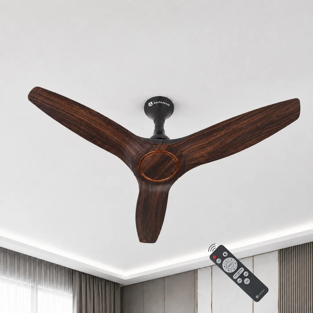 Aapanam Aapanam BLDC Ceiling Fan with 5 Years Warranty – Vixa Pro Wood Dark Walnut 1200mm with RF Remote